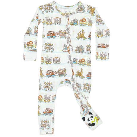 Zoo Train Bamboo Convertible Footie - HoneyBug 