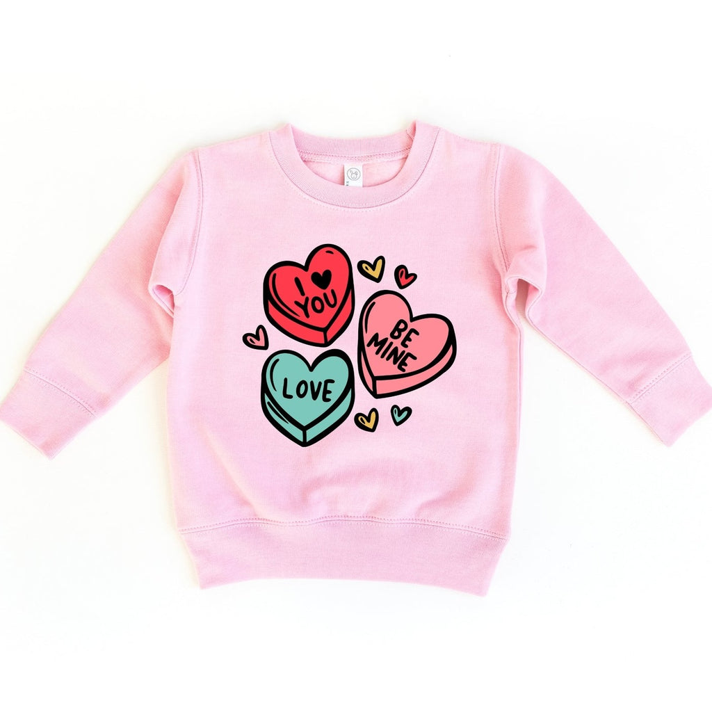 Candy Hearts Valentines Day Kids Sweatshirt - HoneyBug 