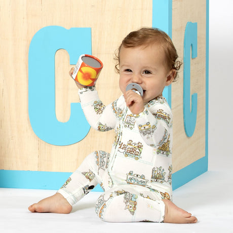 Zoo Train Bamboo Convertible Footie - HoneyBug 