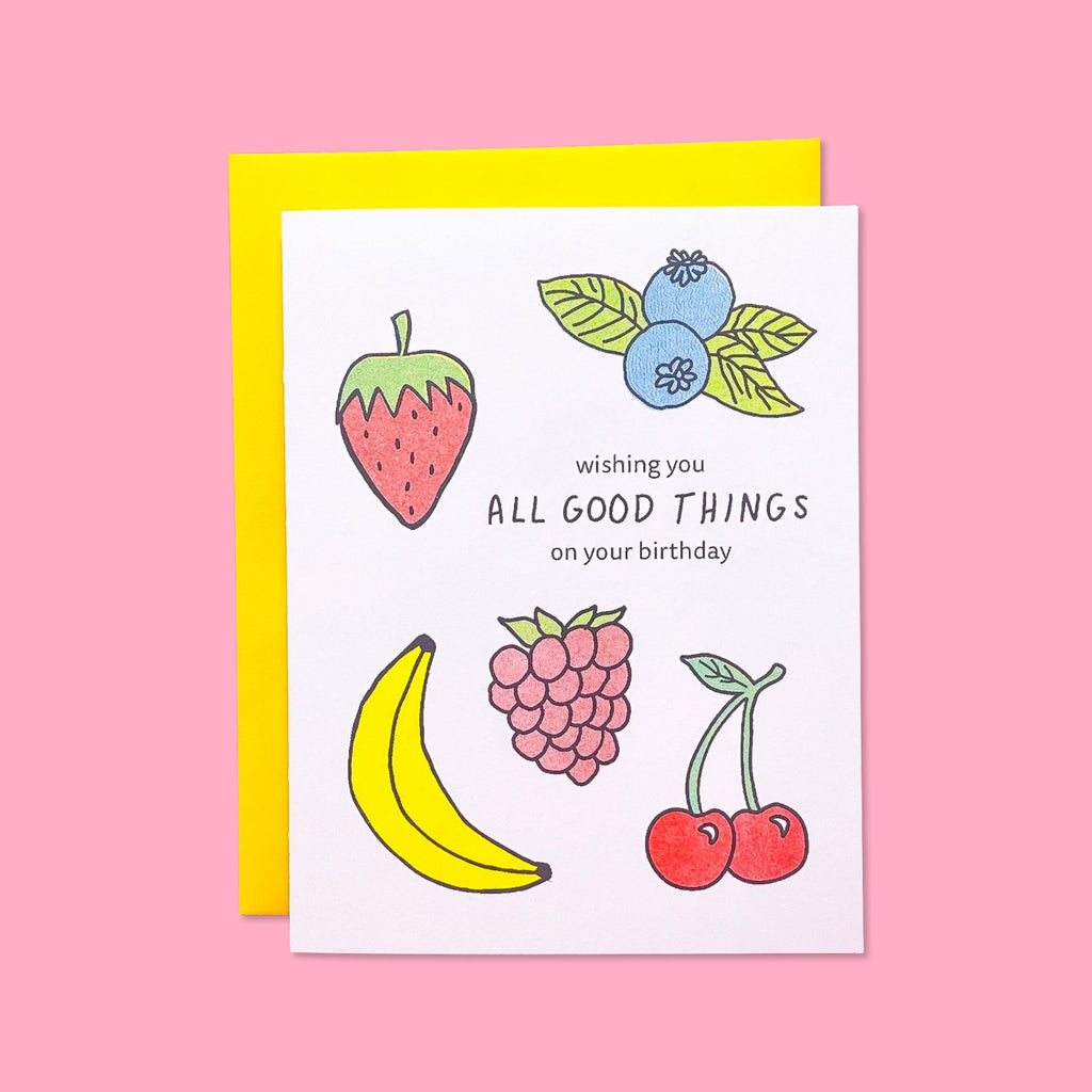 All Good Things Birthday Risograph Card - HoneyBug 