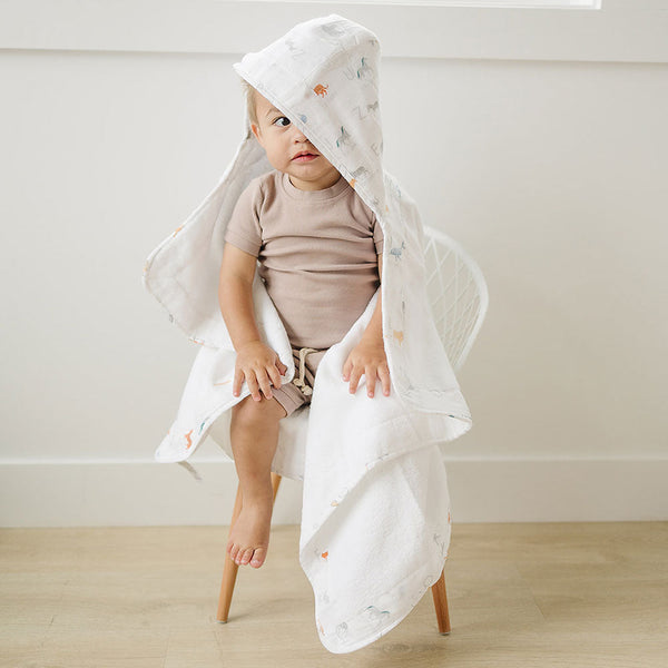 Animal Alphabet Toddler Hooded Towel - HoneyBug 