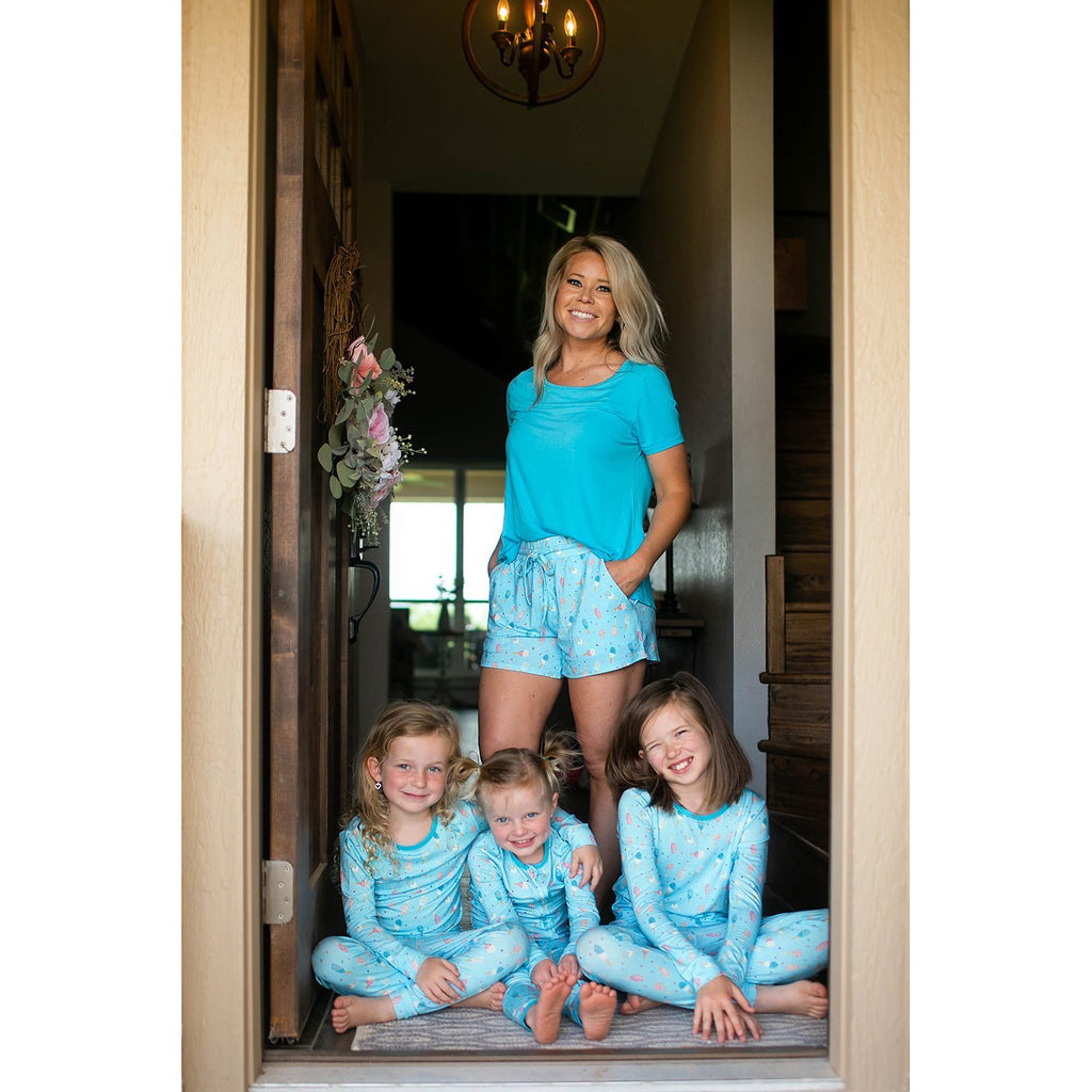 Aqua Popsicles Women's Short Sleeve & Shorts Pajama Set - HoneyBug 
