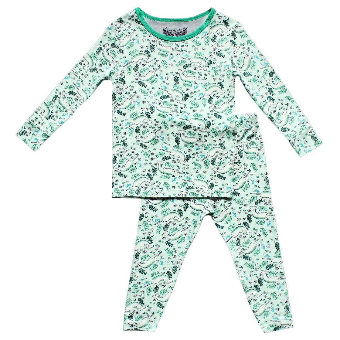 Aquamarine Narwhals Long Sleeve Pajama Set (0-24m) - HoneyBug 
