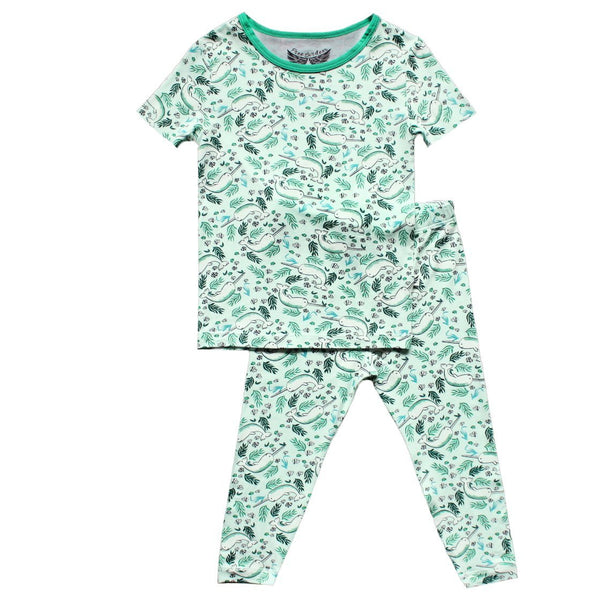 Aquamarine Narwhals Short Sleeve Pajama Set (0-24m) - HoneyBug 