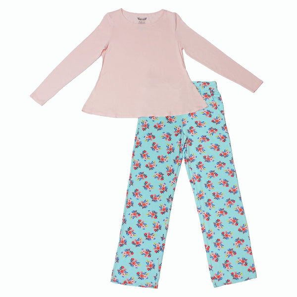 Azure Floral Women's Pajama Set - HoneyBug 
