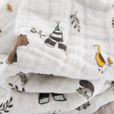Cotton Muslin Baby Quilt - Forest Friends - HoneyBug 