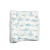 Bamboo Muslin Swaddle Blanket in Baby Ballers - HoneyBug 