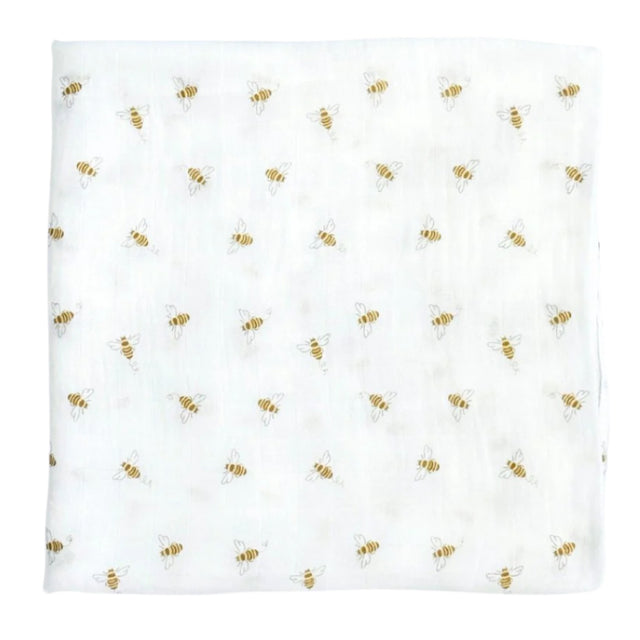 Bamboo Muslin Swaddle Blanket in Busy Bees - HoneyBug 