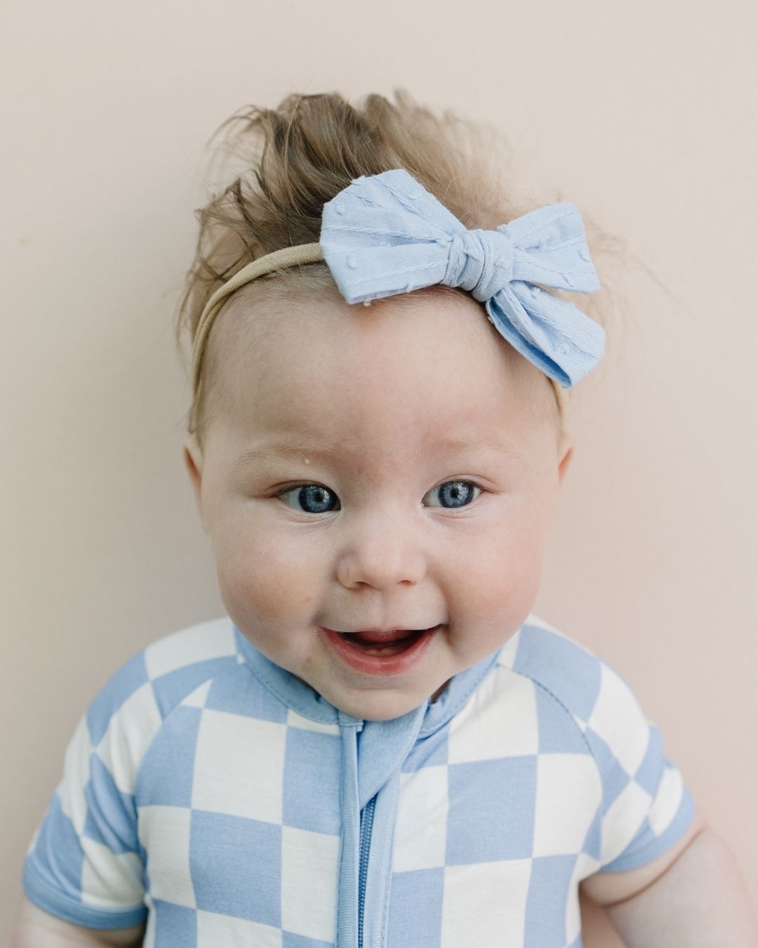 Bamboo Shorty Romper | Blue Checkered - HoneyBug 