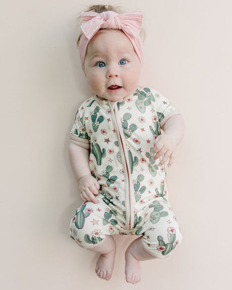 Bamboo Shorty Romper | Cactus Flowers - HoneyBug 