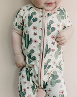 Bamboo Shorty Romper | Cactus Flowers - HoneyBug 