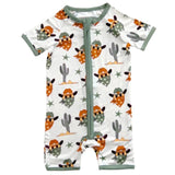 Bamboo Shorty Romper | Smiley Cowboy - HoneyBug 