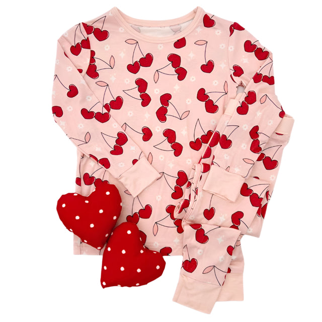 Bamboo Two Piece Set | Cherry Heart - HoneyBug 
