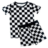 Bamboo Two Piece Shorts Set | Black Checkered - HoneyBug 
