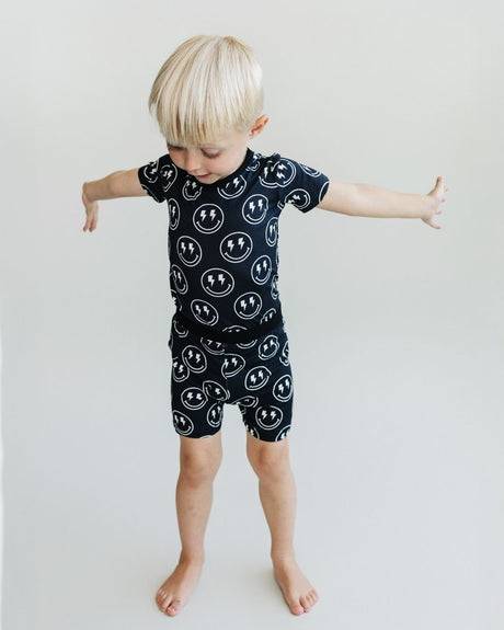 Bamboo Two Piece Shorts Set | Electric Smiley - HoneyBug 