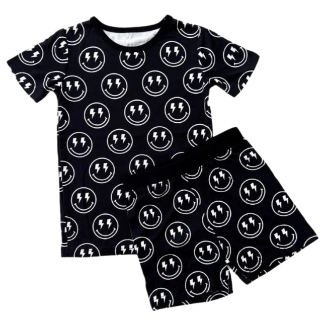 Bamboo Two Piece Shorts Set | Electric Smiley - HoneyBug 