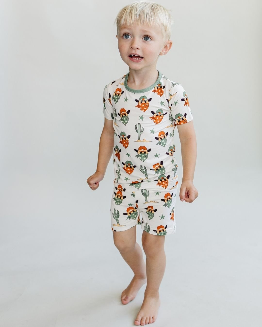 Bamboo Two Piece Shorts Set | Smiley Cowboy - HoneyBug 