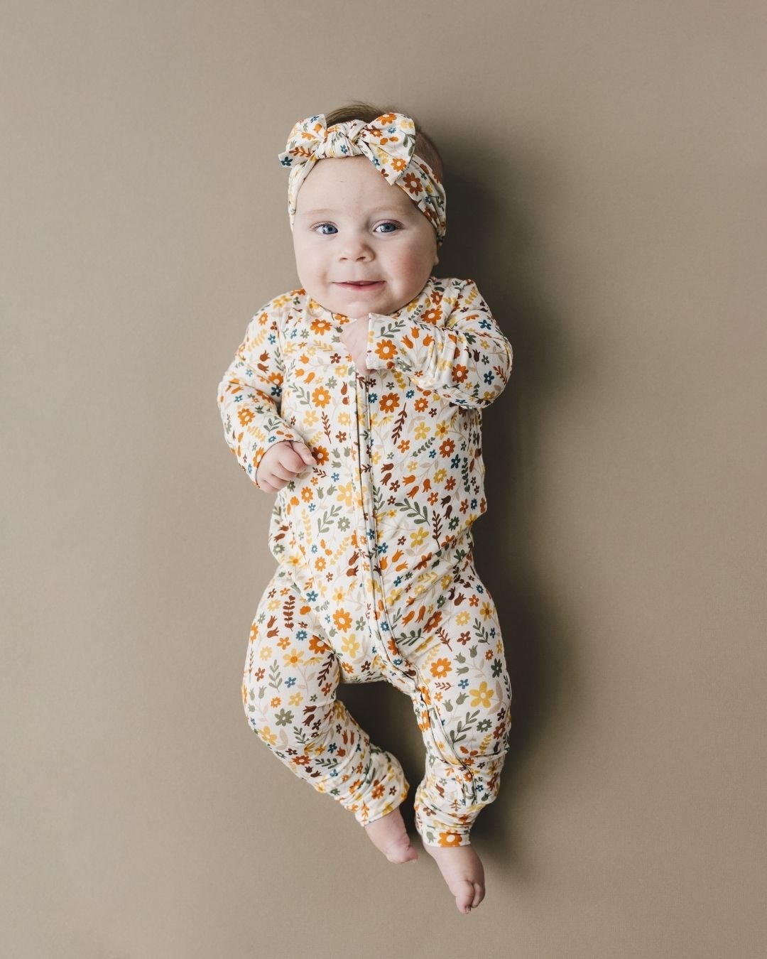 Bamboo Zip Romper | Fall Flowers - HoneyBug 