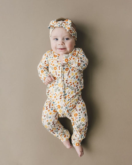 Bamboo Zip Romper | Fall Flowers - HoneyBug 