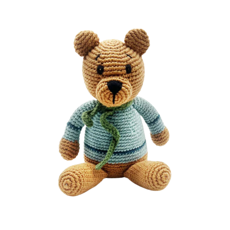 Teddy Bear Rattle - Blue - HoneyBug 
