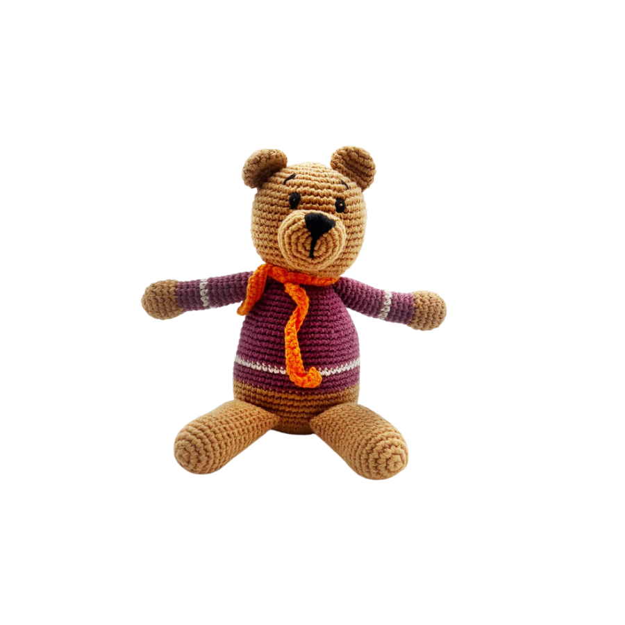 Teddy Bear Rattle - Purple - HoneyBug 