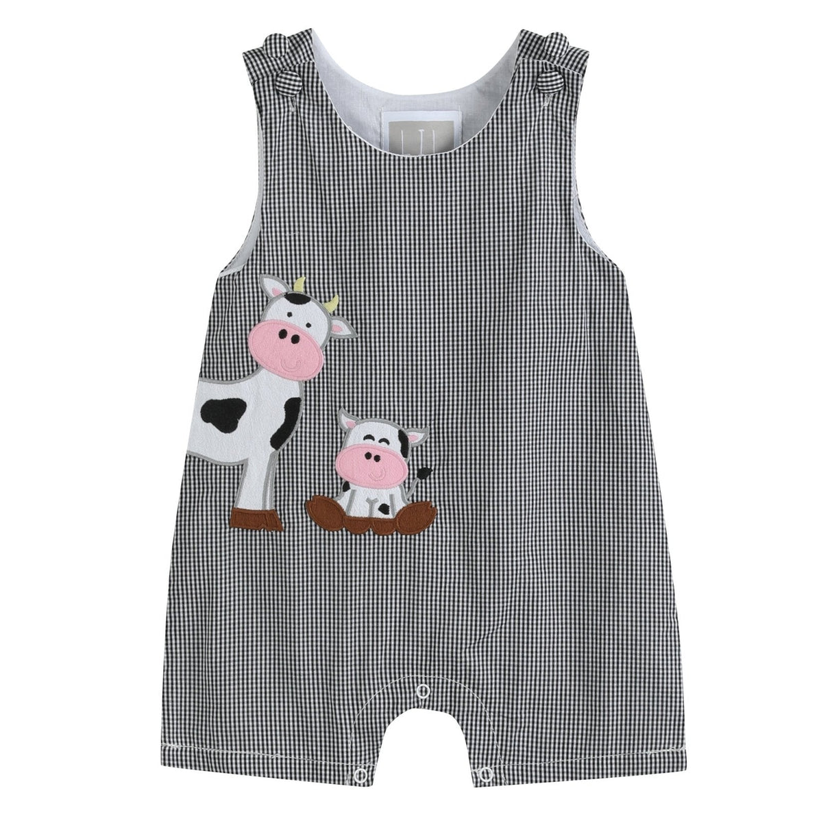 Black Gingham Cow Family Shortalls