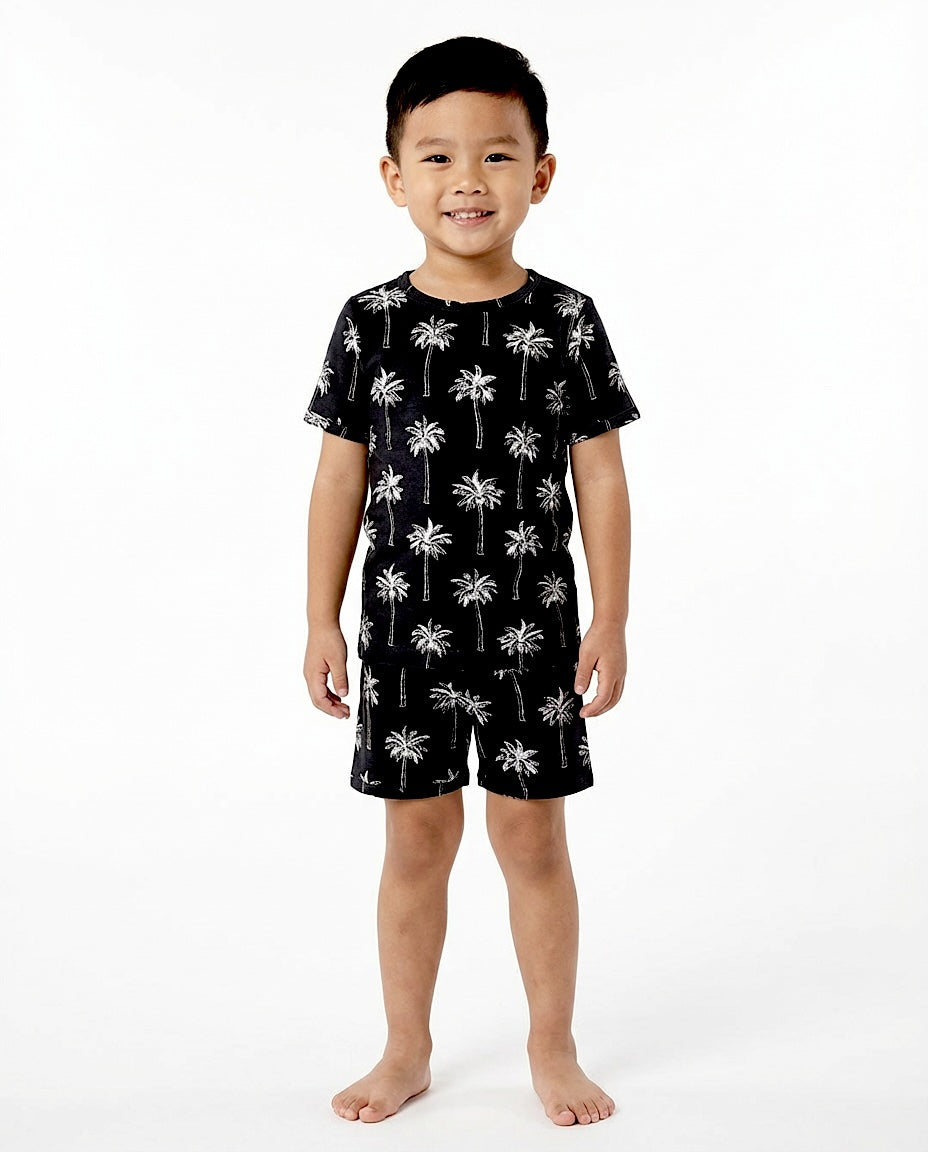 Bamboo Shorts Set | Palm Style Black