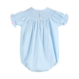 Blue and Pink Bow Smocked Romper