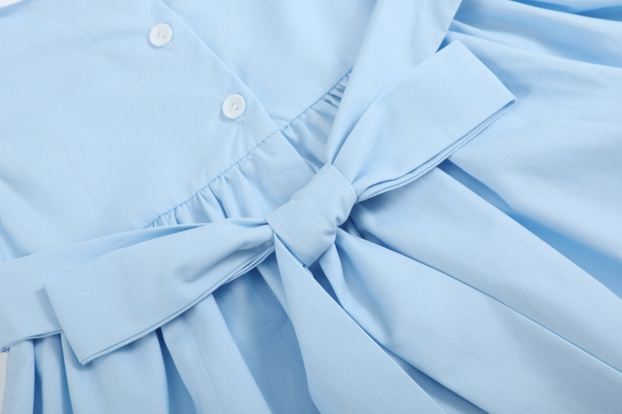 Blue Big Sister Smocked Dress