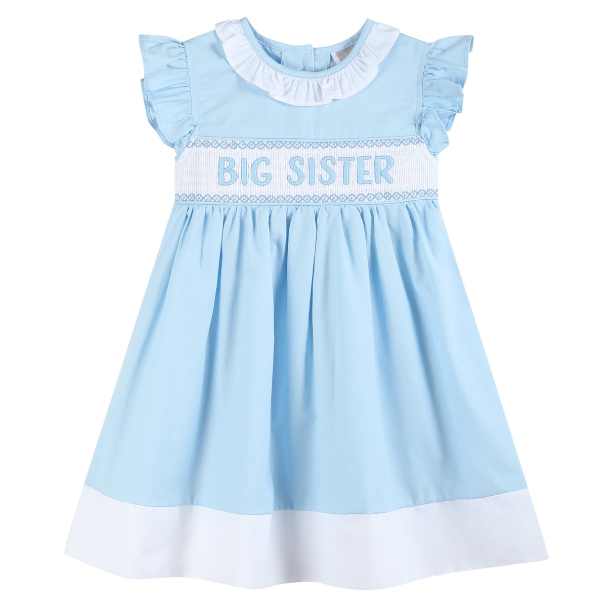 Blue Big Sister Smocked Dress