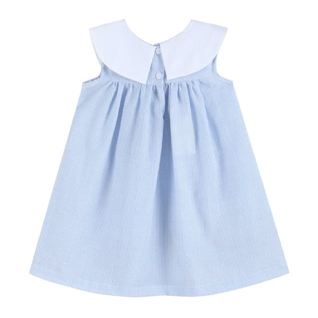 Blue Bunnies Seersucker Yoke Dress