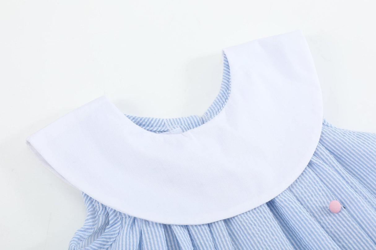 Blue Bunnies Seersucker Yoke Dress