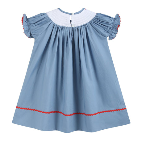 Blue Farm Animal Smocked Bishop Dress