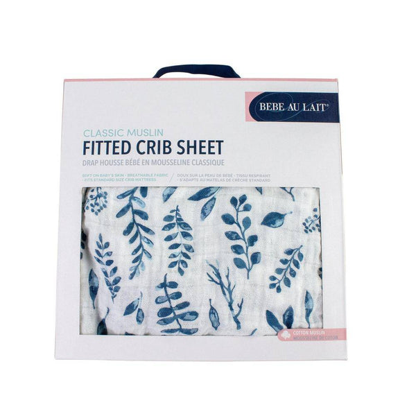 Blue Leaves Crib Sheet - HoneyBug 