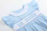 Blue Lil Sister Smocked Romper