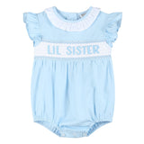 Blue Lil Sister Smocked Romper