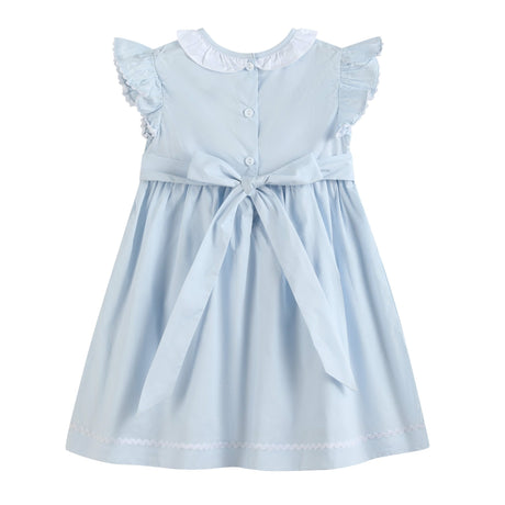 Blue Ruffled Crosses Smocked Dress
