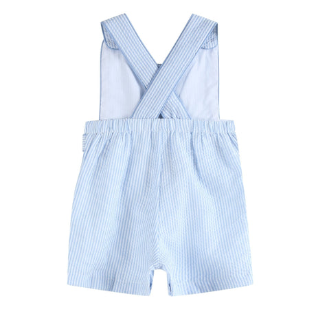 Blue Seersucker Easter Bunny Shortalls