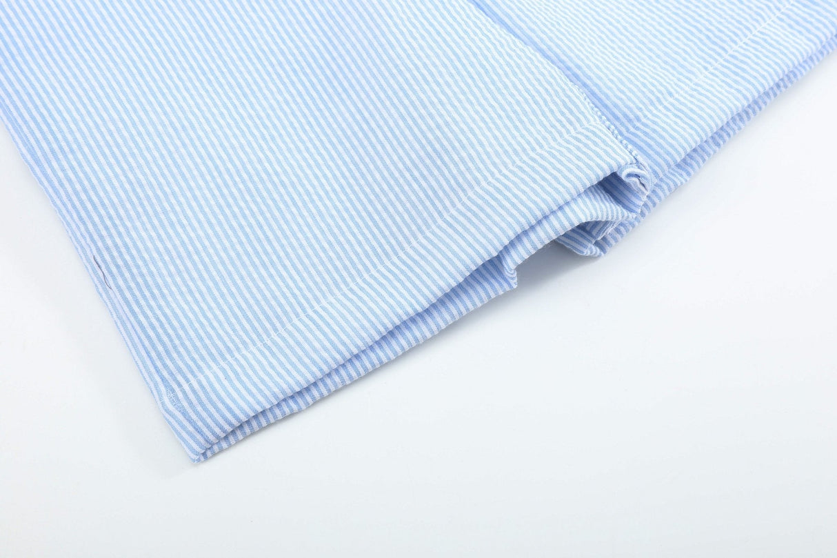 Blue Seersucker Gingham Bunny Shortall