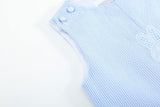 Blue Seersucker Gingham Bunny Shortall
