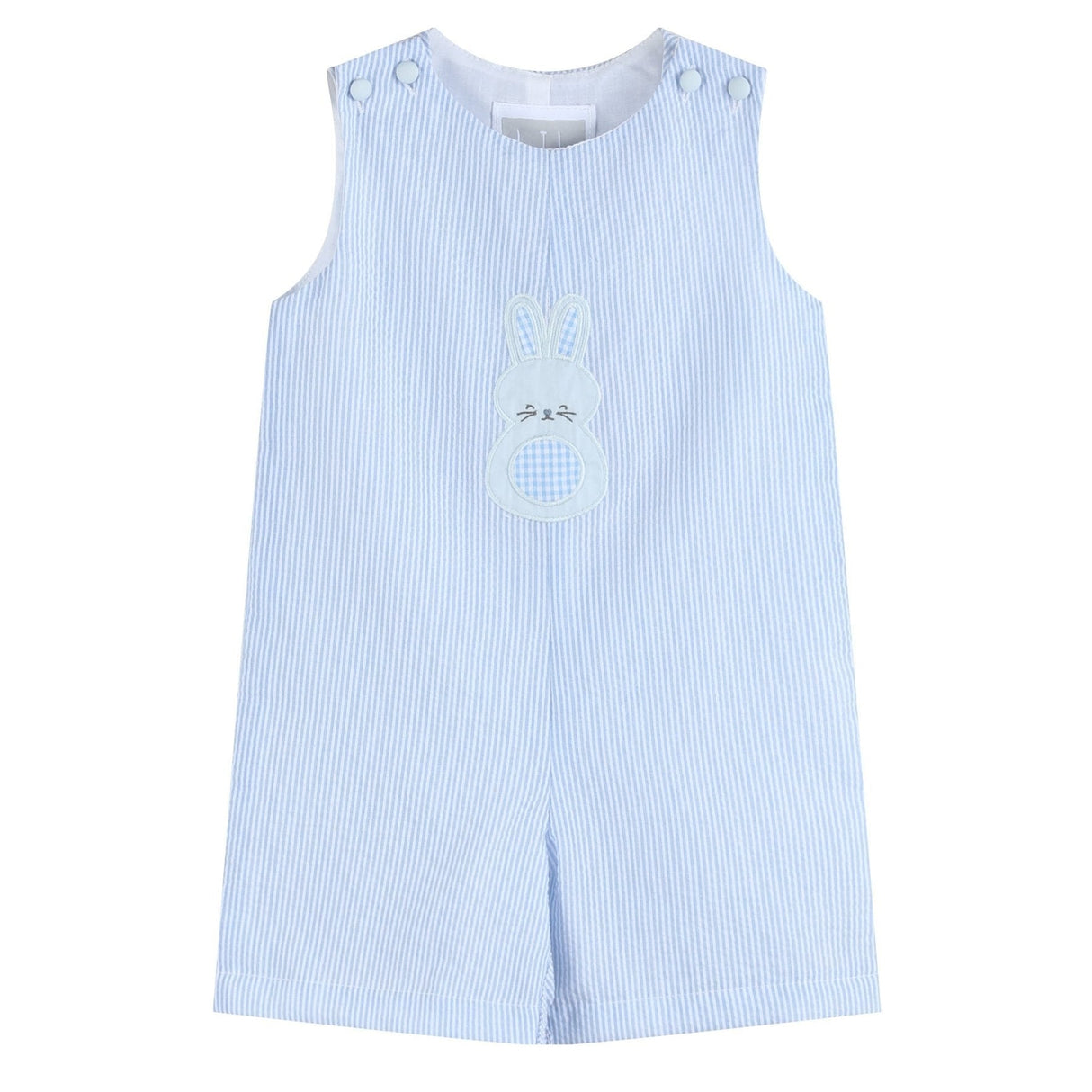 Blue Seersucker Gingham Bunny Shortall