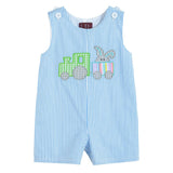 Blue Striped Bunny Train Shortalls