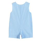 Blue Striped Bunny Train Shortalls