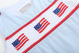 Blue USA Flag Smocked Shortalls