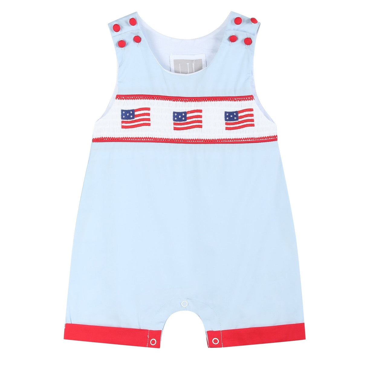 Blue USA Flag Smocked Shortalls