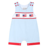 Blue USA Flag Smocked Shortalls