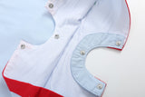 Blue USA Flag Smocked Shortalls
