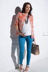 Blue Crush Moto Maternity Leggings - HoneyBug 