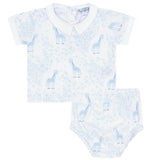 Blue Giraffe Print Diaper Cover Set - HoneyBug 