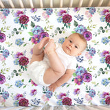 Fitted Crib Sheet - Blue Floral - HoneyBug 